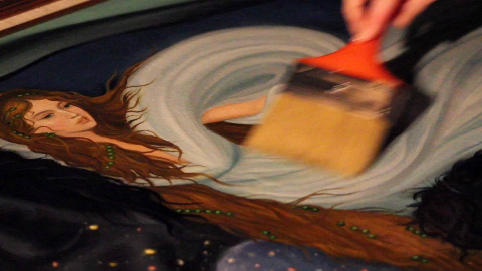 Varnishing process of the "Nephele - a cloud nymph"